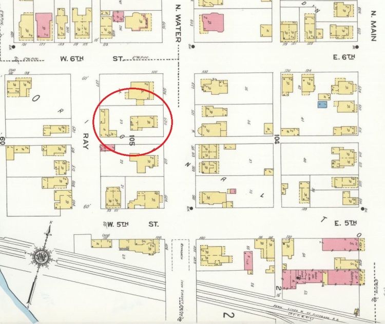 The Lanning House depicted in the 1923 Sanborn Fire Insurance Map. (Source: loc.gov)