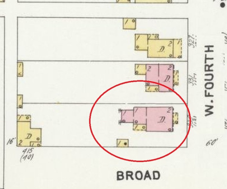 The Hammond House as it appeared on the 1907 Sanborne Fire Insurance Map. (Source: loc.gov)