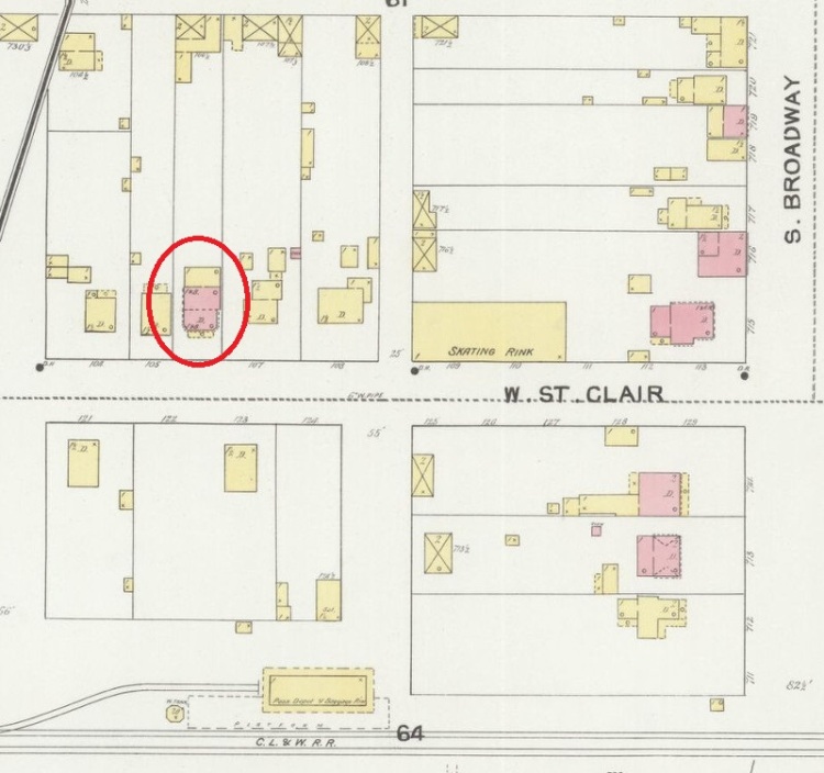 The Pollock House depicted on the 1892 Sanborne Fire Insurance Map. (Source: loc.gov)