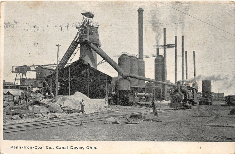 A postcard image of the Penn Iron and Coal Company, Dover, Ohio, c. 1910. (Source: eBay.com)